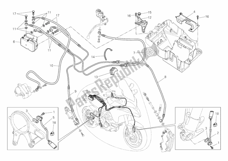Toutes les pièces pour le Système De Freinage Abs du Ducati Multistrada 1200 ABS 2011